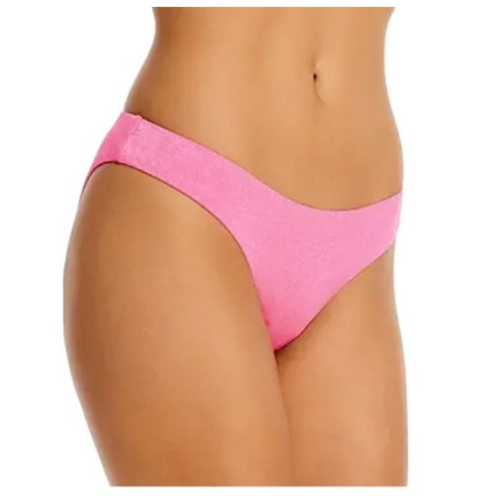 AQUA Bikini Bottoms Size Large Pop Pink NWT Lurex Shimmer Swim Bloomingdales